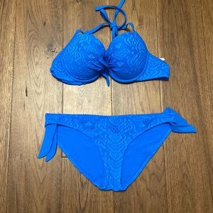 Women’s Bright Blue Lace Bikini Set